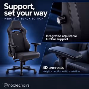 noblechairs HERO ST Gaming Chair - Black Edition, Ergonomic Comfort - image 4
