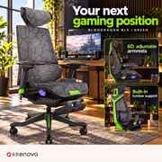 Enova Bloodragon BLS Gaming Chair Green — 136kg Capacity - image 2