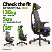 Enova Bloodragon BLS Gaming Chair Green — 136kg Capacity - image 3