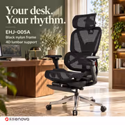 Enova EHJ-005A Black Gaming Chair — 4D Lumbar, 5D Armrest - image 2