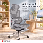 Enova EHJ-006A Gray Nylon Frame Gaming Chair — 4D Lumbar, Footrest - image 2