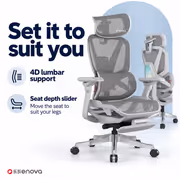 Enova EHJ-006A Gray Nylon Frame Gaming Chair — 4D Lumbar, Footrest - image 3