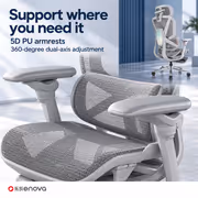 Enova EHJ-006A Gray Nylon Frame Gaming Chair — 4D Lumbar, Footrest - image 4