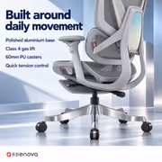 Enova EHJ-006A Gray Nylon Frame Gaming Chair — 4D Lumbar, Footrest - image 5