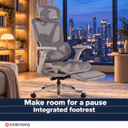 Enova EHJ-006A Gray Nylon Frame Gaming Chair — 4D Lumbar, Footrest - image 6