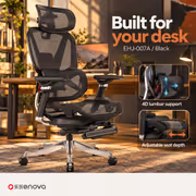 Enova EHJ-007A Gaming Chair — Black Aluminium Frame & Footrest - image 2