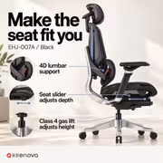 Enova EHJ-007A Gaming Chair — Black Aluminium Frame & Footrest - image 3