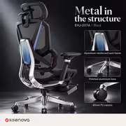 Enova EHJ-007A Gaming Chair — Black Aluminium Frame & Footrest - image 4