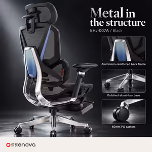 Enova EHJ-007A Gaming Chair — Black Aluminium Frame & Footrest - image 4