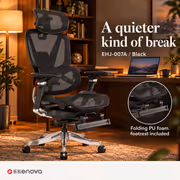 Enova EHJ-007A Gaming Chair — Black Aluminium Frame & Footrest - image 6