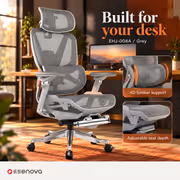 Enova EHJ-008A Gaming Chair — Gray Aluminium Frame & Footrest - image 2