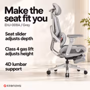 Enova EHJ-008A Gaming Chair — Gray Aluminium Frame & Footrest - image 3