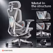 Enova EHJ-008A Gaming Chair — Gray Aluminium Frame & Footrest - image 4