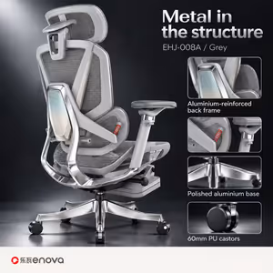Enova EHJ-008A Gaming Chair — Gray Aluminium Frame & Footrest - image 4