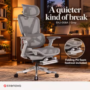 Enova EHJ-008A Gaming Chair — Gray Aluminium Frame & Footrest - image 6