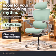 Hinomi H2 Pro MInt Green Ergonomic Office Chair — Lumbar, 6D Arms - image 3