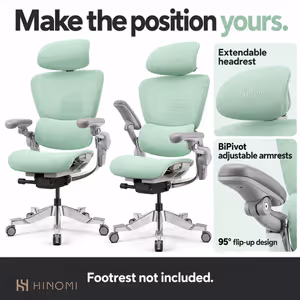 Hinomi H2 Pro MInt Green Ergonomic Office Chair — Lumbar, 6D Arms - image 5