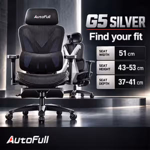 AutoFull G5 Gaming Chair Silver with 3D Lumbar Support - image 2