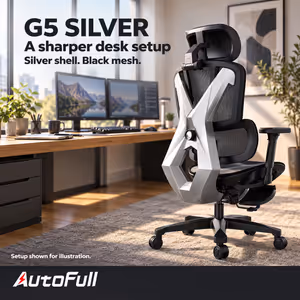 AutoFull G5 Gaming Chair Silver with 3D Lumbar Support - image 3