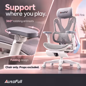 AutoFull G5 Gaming Chair Pink | 140° Recline & 3D Lumbar - image 5
