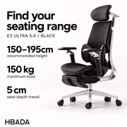 HBADA E3 Ultra 5.0 Ergonomic Office Chair (Black) - image 3
