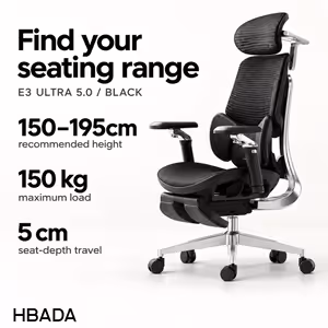 HBADA E3 Ultra 5.0 Ergonomic Office Chair (Black) - image 3