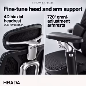 HBADA E3 Ultra 5.0 Ergonomic Office Chair (Black) - image 5