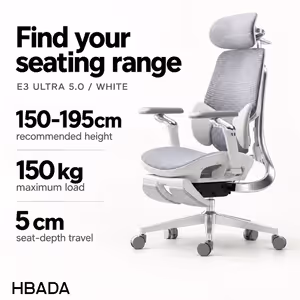 HBADA E3 Ultra 5.0 Ergonomic Office Chair (White) - image 3