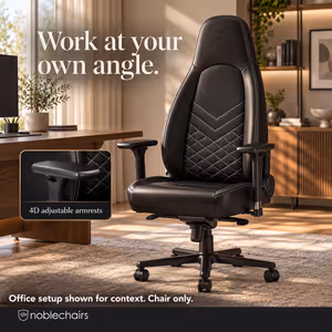 noblechairs ICON Faux Leather Gaming Chair (Black/Platinum/White) - image 2