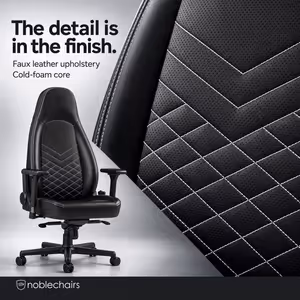 noblechairs ICON Faux Leather Gaming Chair (Black/Platinum/White) - image 4