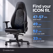noblechairs ICON Faux Leather Gaming Chair - 4D Armrests (Black/Blue) - image 2
