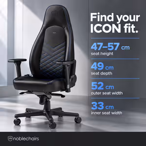 noblechairs ICON Faux Leather Gaming Chair - 4D Armrests (Black/Blue) - image 2