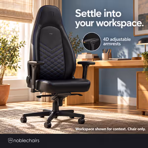 noblechairs ICON Faux Leather Gaming Chair - 4D Armrests (Black/Blue) - image 3