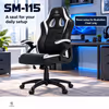 HHGears SM-115 PU Leather Gaming Chair – Black/White, Height Adjustable - image 3