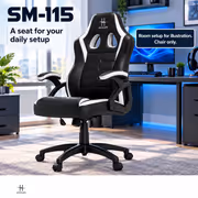 HHGears SM-115 PU Leather Gaming Chair – Black/White, Height Adjustable - image 3