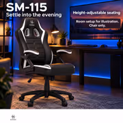 HHGears SM-115 PU Leather Gaming Chair – Black/White, Height Adjustable - image 4