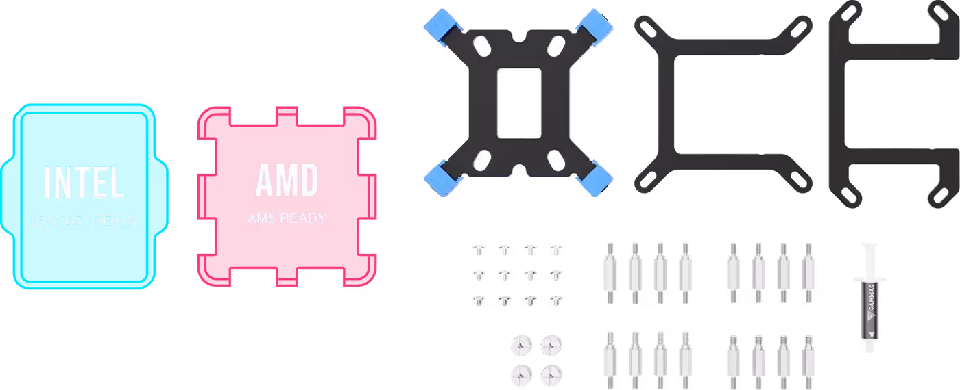 Cooling hardware compatible with Intel LGA 1851 and AMD AM5 sockets