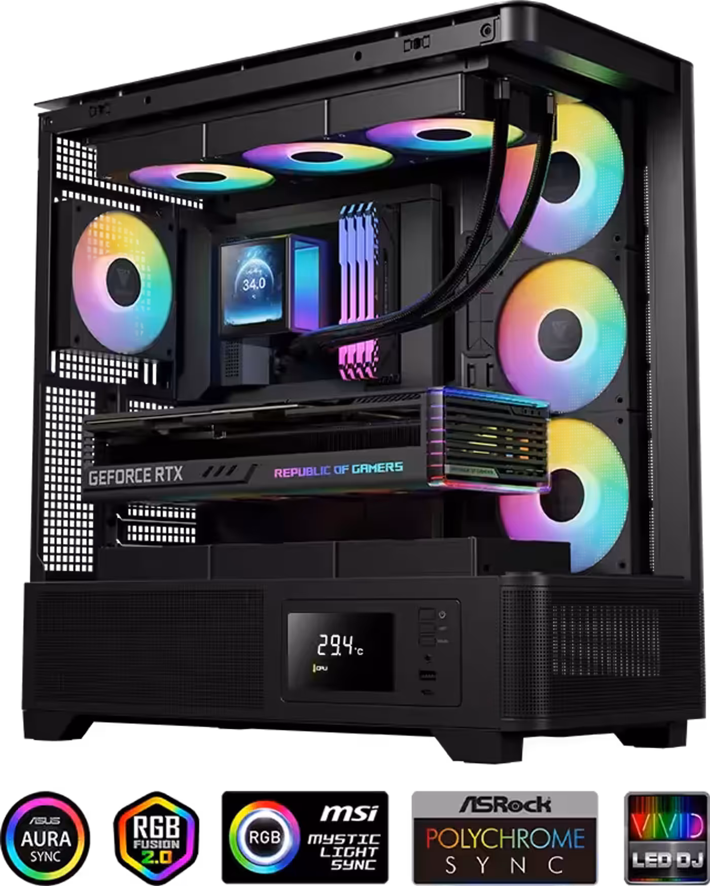 RGB lighting setup with multiple customization and synchronization options