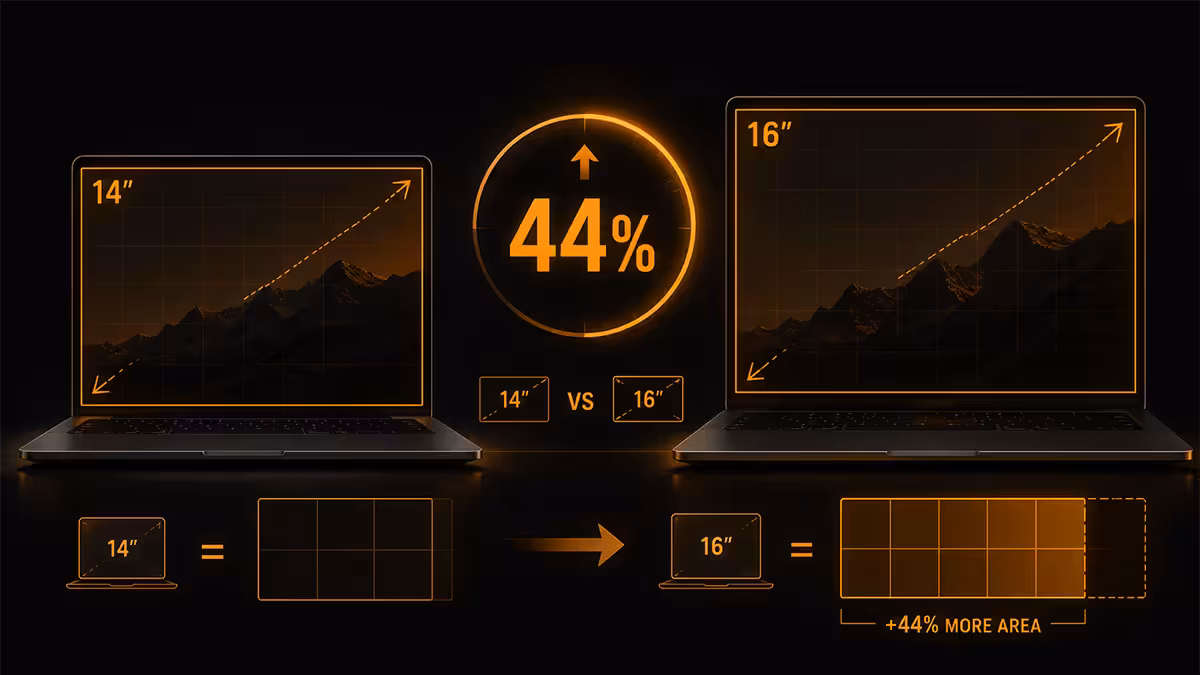 14 vs 16 inch screen area