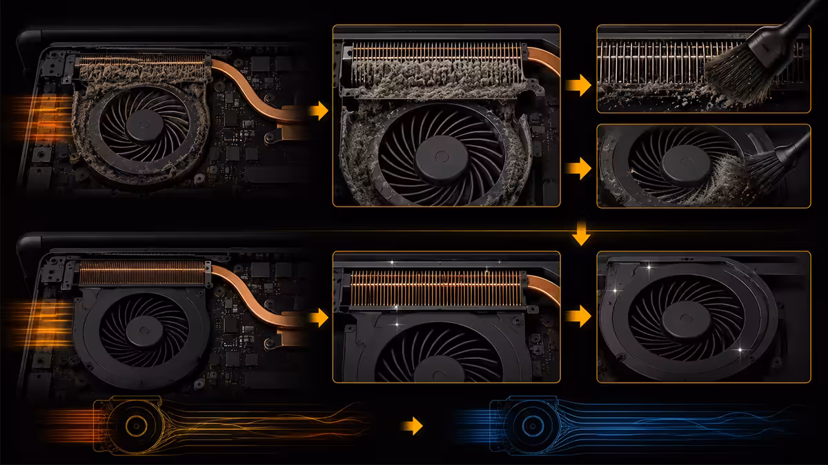 Cleaning laptop fan and heatsink