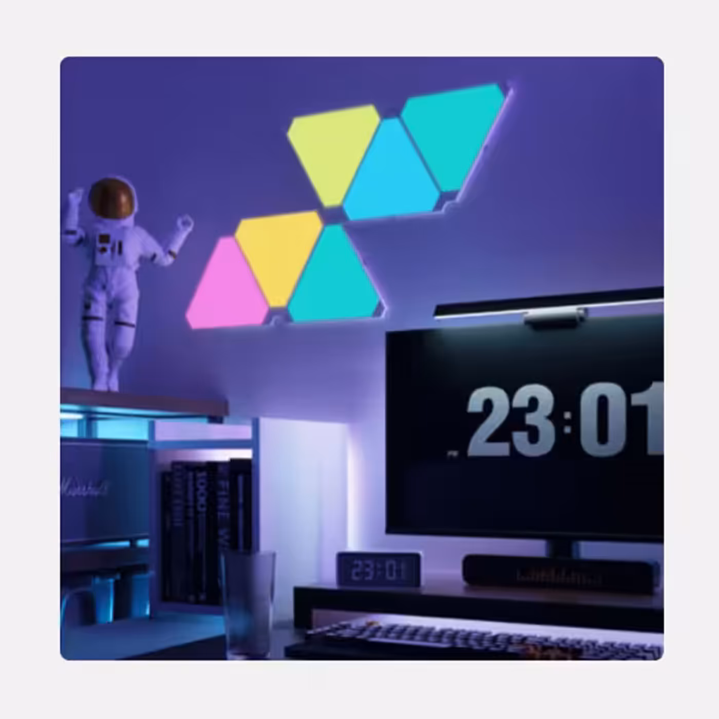 Ultra-slim Cololight Triangle panel mounted flat against a wall