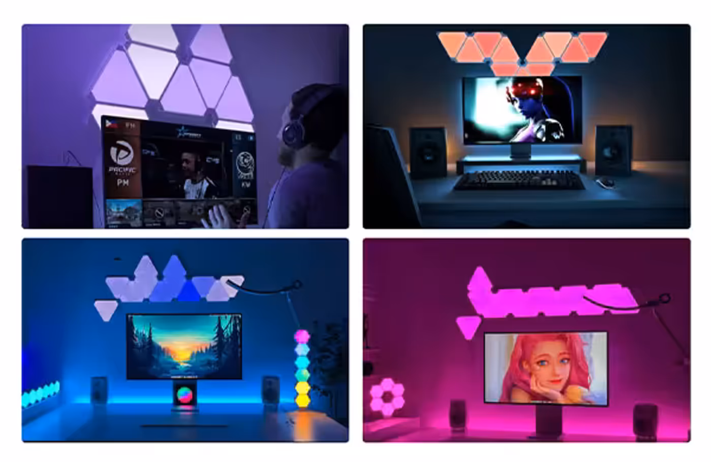 Cololight Triangle panel showing its brightness across colours