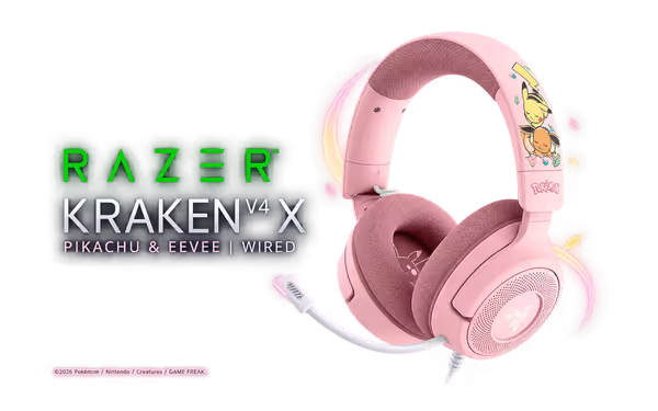 Razer Kraken V4 X Wired Headset - Pikachu & Eevee - image 1 Razer Kraken V4 X Wired Headset - Pikachu & Eevee - image 1