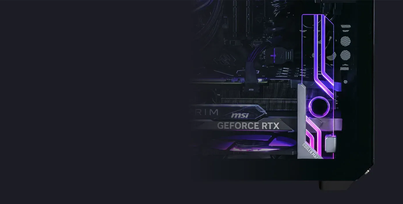 Graphics card held level by the Cooler Master Atlas support