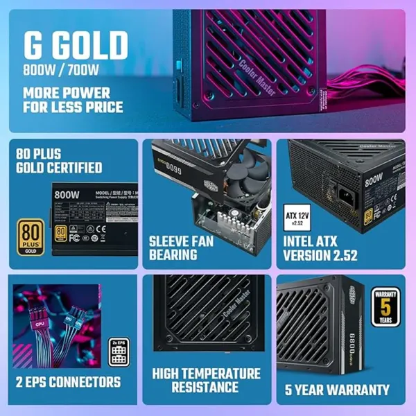 Cooler Master G800 Gold Power Supply - High Efficiency