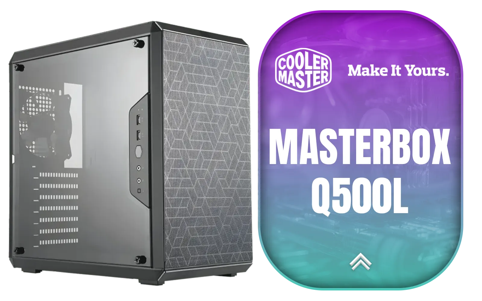 Cooler Master MasterBox Q500L - ATX Mini Tower Case with Full Side Panel Display, Clean Routing, and Multiple Cooling Options, 1 x Pre-Installed Fans Included / MCB-Q500L-KANN-S00