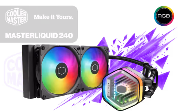 Cooler Master MasterLiquid 240 Atmos ARGB AIO Liquid Cooler - image 1 Cooler Master MasterLiquid 240 Atmos ARGB AIO Liquid Cooler - image 1