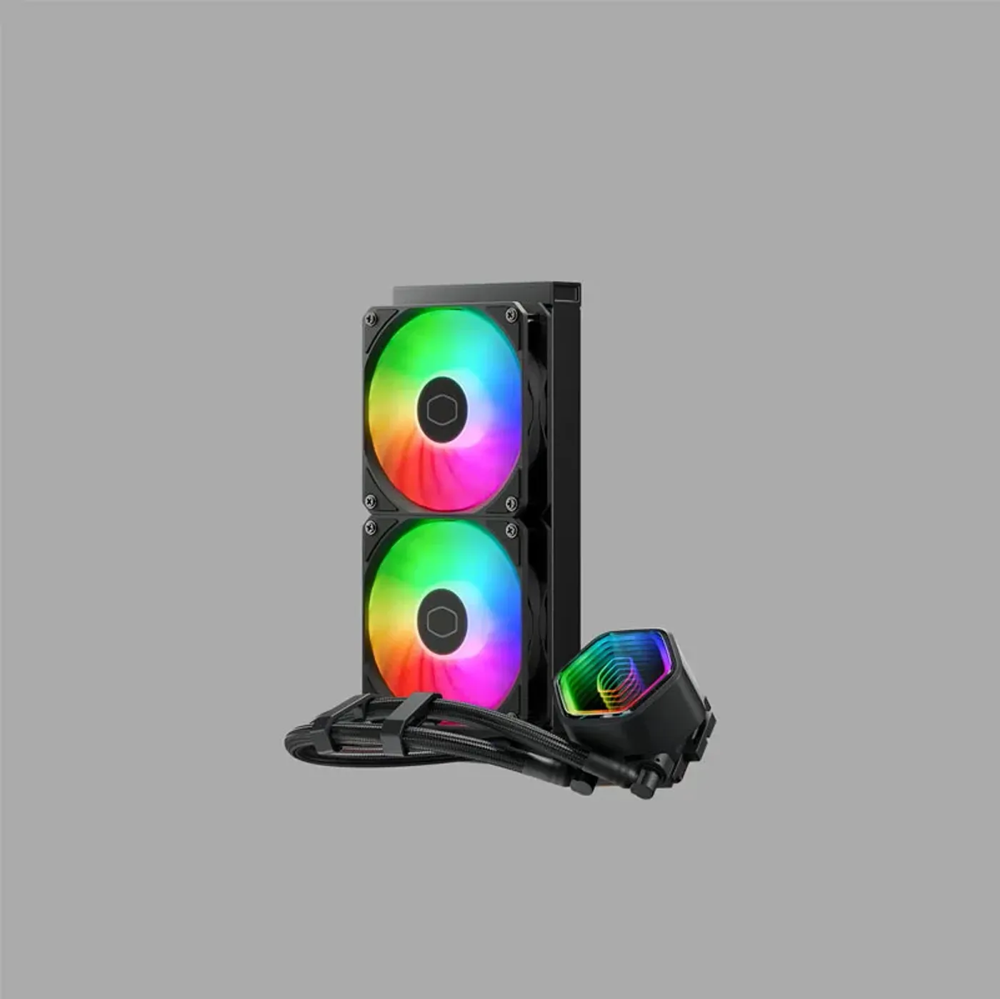 MasterLiquid 240 Core II liquid cooler highlighting its stylish infinity mirror pump cover
