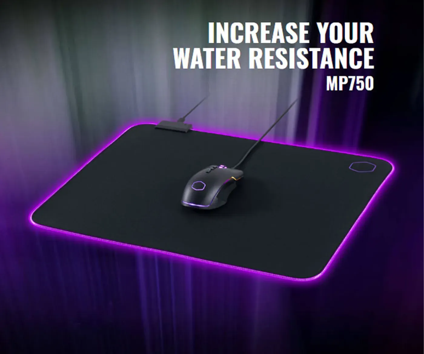 Cooler Master MP750 RGB medium gaming mousepad flat overview display