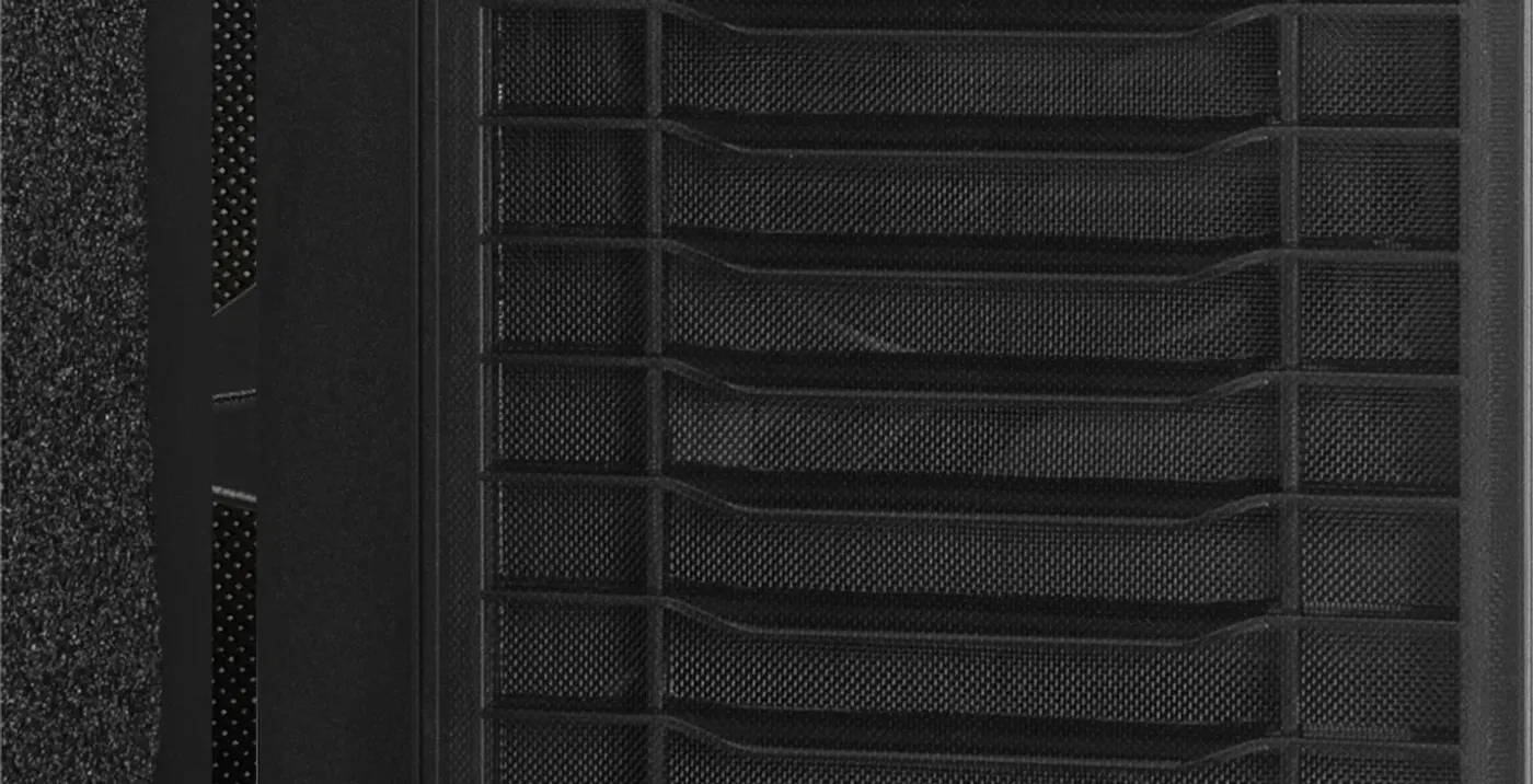 Front ventilation layout and bezel airflow paths of the CoolerMaster chassis
